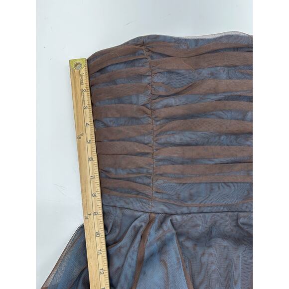 Water Signs Juniors Dress Size 9/10 Brown Blue Strapless Layered Homecoming VTG - Picture 11 of 13